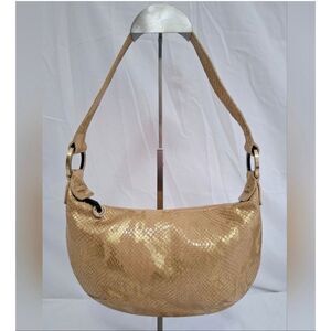 DONALD J PLINER - Gold/Blush Python Snakeskin-Embossed Leather Hobo Shoulder Bag